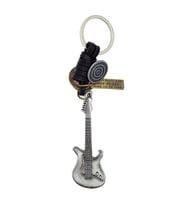 Diyez Müzik Retro Gitar Tasarımlı Deri Detaylı Anahtarlık - Vintage Rock Tarzı
