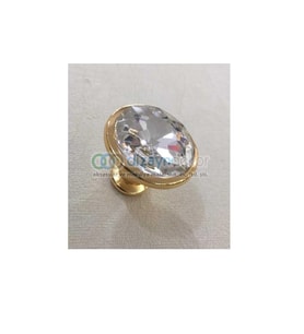 Kristal Cam Düğme Kulp Reus 32 Mm. Parlak Altın