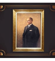 Altın Varaklı Çerçeveli Paspartulu Atatürk Tablo z4747 (Gold)