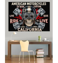 Amerikan Motosikletleri California Afişi Dekoratif Kanvas - Mdf Ahşap Tablo