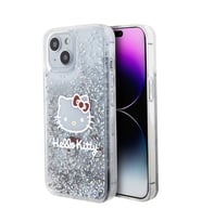 Apple iPhone 15 Uyumlu Kılıf Hello Kitty Orjinal Lisanslı İkonik Sıvılı Glitter Kapak (Renksiz)