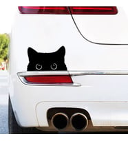 Kedi Araba Sticker Etiket Yapıştırma Siyah Renk 23Cm