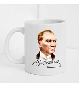 Hediyara Atatürk İmzalı Baskılı Kupa/bardak
