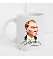 Hediyara Atatürk İmzalı Baskılı Kupa/bardak