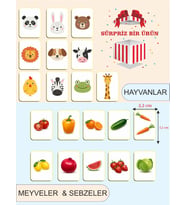 Zeka Kartları Eğitici Oyuncak Hafıza Kartı Hayvan Ve Meyveler Eğitici Puzzle Oyuncak ( 5,5 X 7,5 Cm)