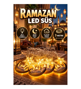 Ramazan LED Süs Işığı – 3 Metre A++ Enerji Tasarruflu Pencere Perde Balkon Dekoru