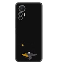 Xiaomi 12 Lite Kılıf Silikon Desen Özel Seri Ay ve Kedi 1683