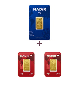 Nadir Gold 24 Ayar 12 Gram Külçe Altın (1 Adet 10 Gram Külçe Altın + 2 Adet 1 Gram Külçe Altın )