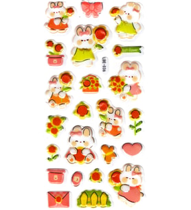 Sticker Kabartmalı Stiker Defter Planlayıcı Etiket (Lde036)-19x9cm - Tavşan Ayçiçeği