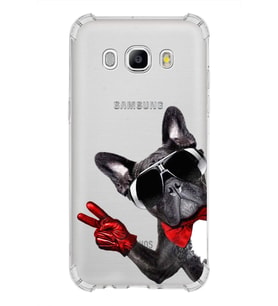 PrintiFy Samsung Galaxy J5 2016 Uyumlu Köpek 2 Baskılı Şeffaf Köşe Korumalı Antişok Kılıf