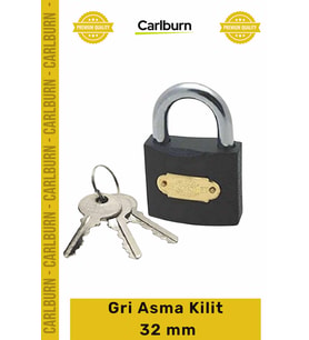 #AsmaKilit Dayanıklı Güvenlikli Çelik Gövdeli Emniyetli Korumalı Paslanmaz Gri Asma Kilit 32 mm