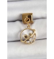 316L Çelik Sallantılı Zirkon Taşlı Satürn Model Renk Nomination Charm