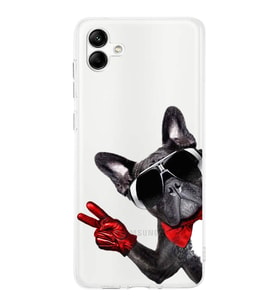 PrintiFy Samsung Galaxy A04 ile Uyumlu Köpek 2 Kamera Korumalı Şeffaf Kılıf