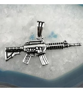 Tüfek Tasarımlı 925 Ayar Gümüş Erkek Kolye Ucu