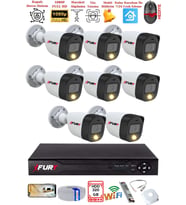 FURY 8 Kameralı 5Mp Lens 2 Mp Görüntü Gece Renkli Full Hd Ultra Led Akıllı Güvenlik Kamerası Seti 320GB