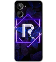 Realme 10 4G Kılıf HD Desen Baskılı Kılıf - Dark Neon Yaprak R Harfi