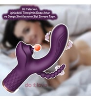 Do it love - 3'ü 1 Arada Doyumsuz Premium Vibratör – Titreşim ve Darbe - Mor (STD)