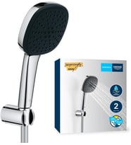 Vitalio Comfort 110 El Duşu Seti, 110mm Kare 2 Akışlı El Duşu, Duş Başlığı Tutucu, 1750mm Duş Hortumu, Duş Başlığı Seti, Krom, 26399001