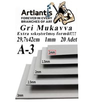 A3 Mukavva Gri 1.0mm 20 Adet 1 Paket 29.7x42 cm A-3 Mukavva 1,0 mm Kalınlığında A-3 Mukavva