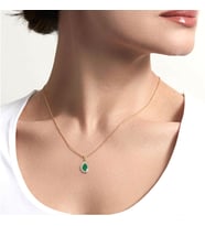 0,40 Karat Pırlantalı Zümrüt Kolye (Altın-Beyaz)