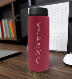 BK Gift Kişiye Özel İsimli Fuşya Renkli Cam Matara 500ml, Sevgiliye, Arkadaşa Hediye, İsimli Cam Matara, Ofis Hediyesi