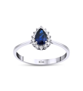 0.70 Karat Laboratuvar Pırlanta Safir Yüzük - HRD Sertifikalı