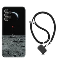 Samsung Galaxy M14 Kılıf Silikon Boyun Askılı İpli Desenli Silikon Astronoot Red Baloon 1608