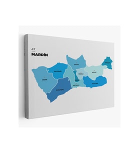 Mardin İli ve İlçeler Haritası Dekoratif Kanvas Tablo 1417