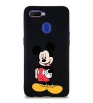 Oppo A12 Soft Premier Kapak Mickey Mouse-E Tasarımlı Silikon Kılıf - Siyah (Şeffaf)