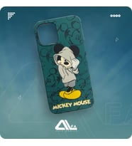 İphone 12 Mickey Mouse baskılı Yeşil Renk Silikon Telefon Kılıfı