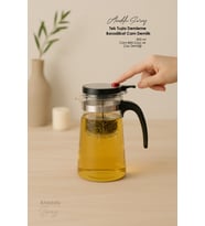 Isıya Dayanıklı Tek Tuşla Demleme Borosilikat Cam Demlik Cam Bitki Çayı ve Çay Demliği 900 ml