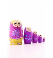 Dekoratif Sevgiliye Ahşap Tombul Iç Içe Matruşka Bebek Pembe Set 5li Büyük Boy