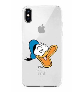 Apple iPhone XS Uyumlu Kamera Korumalı Tıpalı Kapak Donald Duck TasarımlıŞeffaf Kılıf