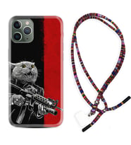 Apple iPhone 11 12 13 14 Pro Max Kılıf Boyun Asklı Rasta Silikon Çılgın Kedi 1674