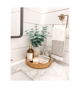 Rattan Bambu Dekoratif Yuvarlak Sunum Tepsi 30 Cm