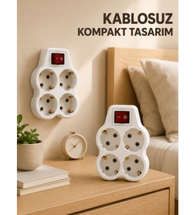 2’li Set 4’lü Priz Çoklayıcı Açma Kapama Anahtarlı Direkt Prize Takılan Adaptör