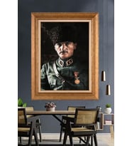 Altın Varaklı Çerçeveli Paspartulu Atatürk Tablo nh451 (Gold)