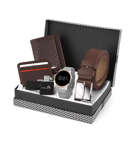Polo Air Erkek Kol Saati Kemer Cüzdan Slim Kartlık Çakmak Set PL-0615E (Kahverengi)