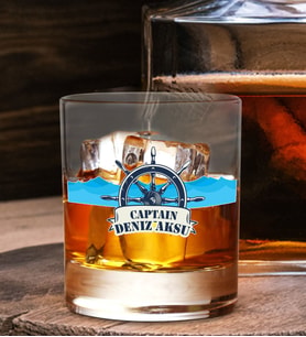 BK Gift Kişiye Özel İsimli DTF Kaptan Tasarımlı Viski Kadehi-4, Arkadaşa Hediye, Sevgiliye Hediye