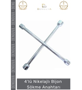 #BijonAnahtarı İstavroz Çelik Dörtlü Tekerlek Somun Sıkma Açma Pratik Nikelajlı Bijon Sökme Anahtarı