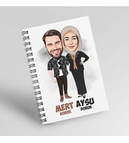 Bir Ömür Mutlu Olalım Karikatürlü Defter