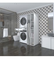 Kenzlife çamaşır-kurutma makinesi dolabı gutas sağ byz 187*120*60 çekmeceli banyo (Beyaz)