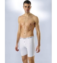 Anıt Erkek Likralı Pamuklu Düğmeli Uzun Boxer (Beyaz)