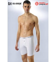 Gd Goldoremi Premium Erkek Esnek Likralı Pamuklu Rahat Kalıp Düğmeli Paçalı Uzun Tekli Boxer