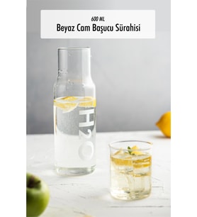 Borosilikat Cam Beyaz Başucu Sürahisi & Cam Sürahi * 600 ml
