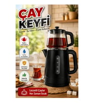 0,9 L Cam Demlikli 1,7 L Su Hazneli Siyah Çay Makinesi 1800 W