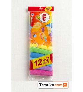14 Adet (12+2) Çok Amaçlı Mikrofiber Temizlik Bezi - 30x30 cm Renkli Ekonomik Maxi Paket