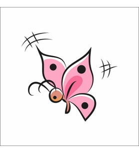 Pembe Çizim Kelebek Sticker Duvar Sticker 25x25 CM