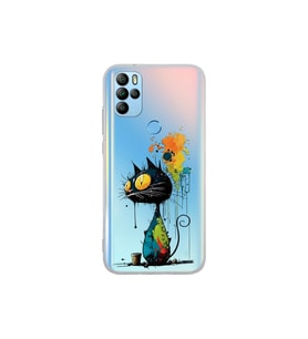 General Mobile GM 21 Pro ile Uyumlu Splash Kedi Tasarımlı Şeffaf Silikon Kılıf