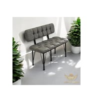 Keten Gri Metal Ayaklı Sırtlı Bench Bank